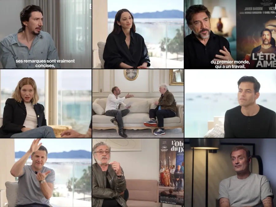 Festival de Cannes, les interviews d'Augustin Trapenard pour Brut : Adam Driver, Marion Cotillard, Javier Bardem, Léa Seydoux, Pedro Almodóvar, Rami Malek, Guillaume Canet, Daniel Auteuil, montage et mixage son par Robin Michel